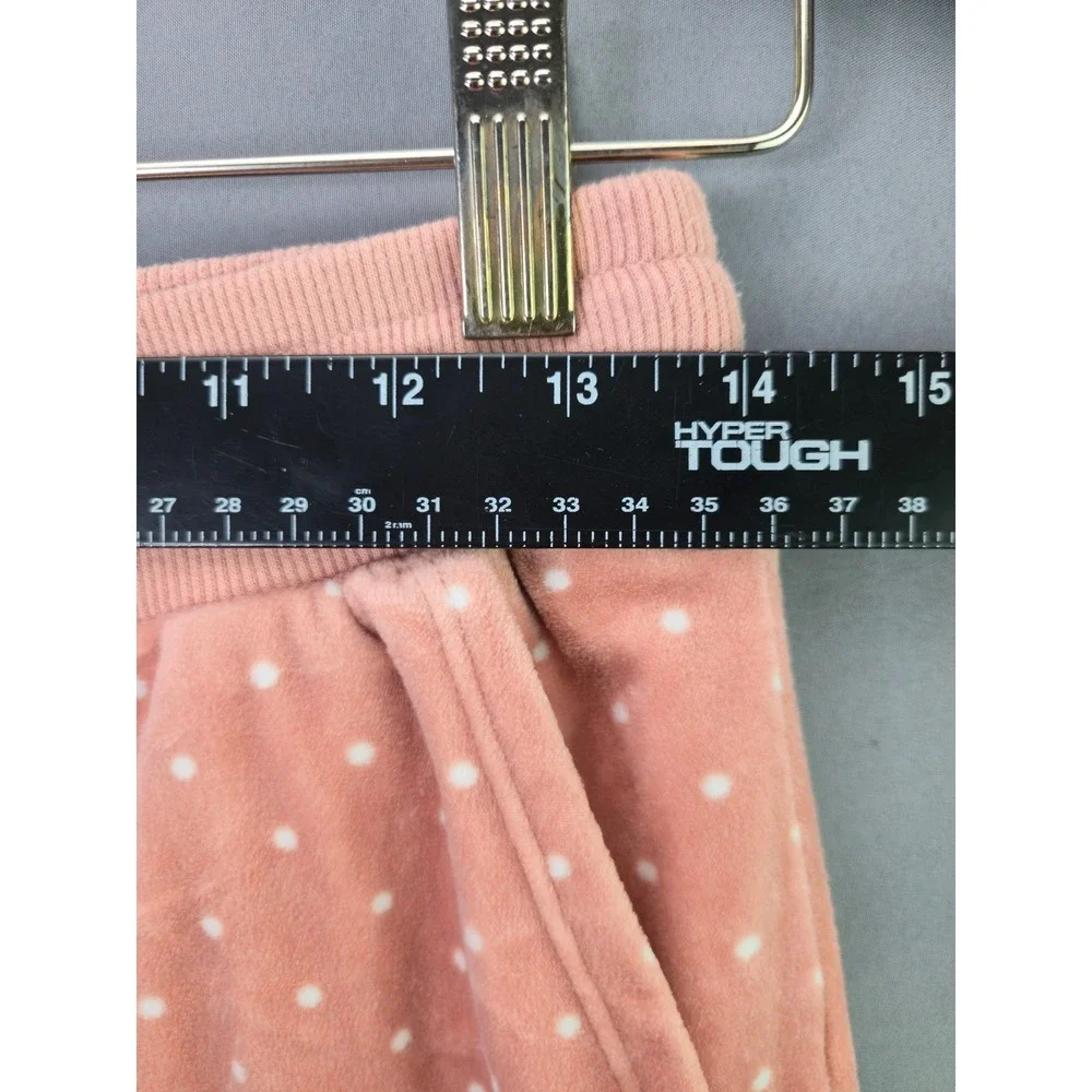 Three Dots Velour Jogger Pants Polka Dot Size S Pink Velvet Lounge Sweatpants - Picture 4 of 7